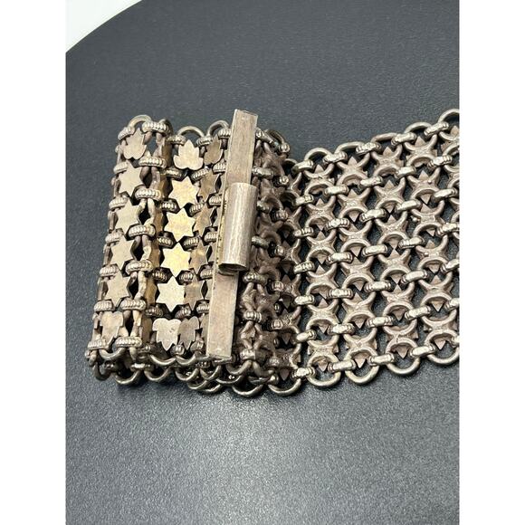 Vintage Wide Sterling Silver Chainmail Mesh 115g Ornate Clasp Statement Bracelet - Picture 8 of 15